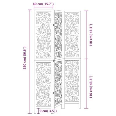 Kamerscherm met 3 panelen massief paulowniahout zwart
