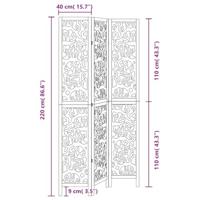 Kamerscherm met 3 panelen massief paulowniahout zwart - thumbnail