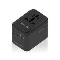 ADAPTADOR AISENS ENCHUFE UNIVERSAL VIAJE CARGADOR USB GAN 35W NEGRO - thumbnail