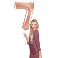 Rosé Goudkleurige Cijferballon cijfer 7 - 86cm - thumbnail