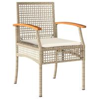 Tuinstoelen 4 st met kussens poly rattan en acaciahout beige - thumbnail