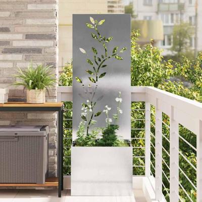 VidaXL Tuin privacy screen bloemen zilver 50 x 140 cm roestvrij staal VidaXL Tuin privacy screen bloemen zilver 50 x 140 cm roestvrij staal
