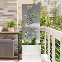 VidaXL Tuin privacy screen bloemen zilver 50 x 140 cm roestvrij staal - thumbnail