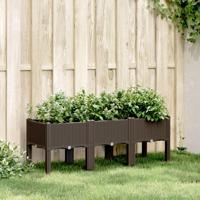 VidaXL Plantenbak met poten 120x40x42 cm polypropeen bruin - thumbnail