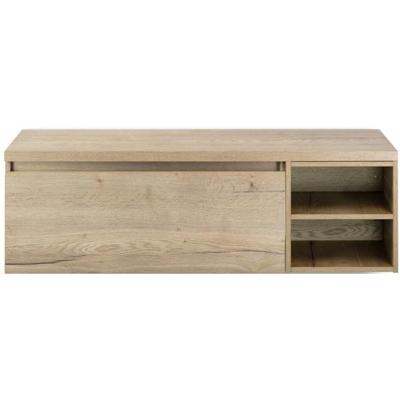 Frozen Badmeubelset 140 cm - Greeplijst in Kleur - Wastafel Regaalkast met Bovenblad Natuur Eiken