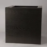 GLM Plantenbak Houtlook met bodem Zwart 100x100x40cm - thumbnail