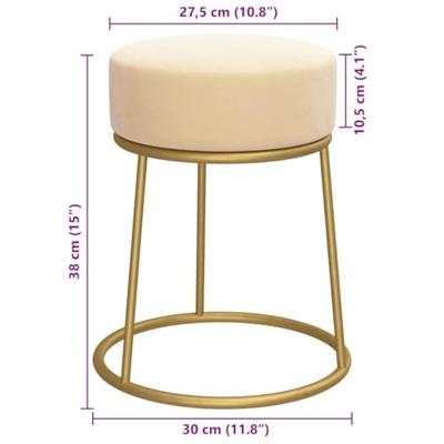 Hocker rond fluweel abrikooskleurig - thumbnail
