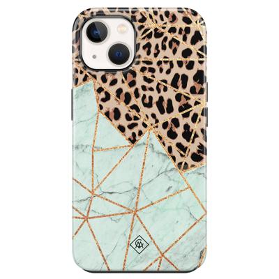 iPhone 13 rondom bedrukt hoesje - Luipaard Marmer Mint iPhone 13 rondom bedrukt hoesje - Luipaard Marmer Mint