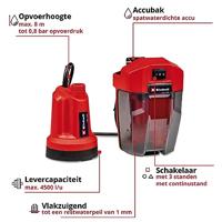 Einhell GE-SP 18 LL Li - Solo 4181560 Dompelpomp voor schoon water 4500 l/h 8 m - thumbnail
