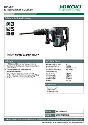 HiKOKI hak-/breekhamer - H45MEYWTZ - SDS Max - 10.1J - 1050W - in koffer