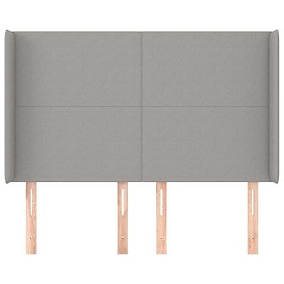Hoofdbord met randen 147x16x118/128 cm stof lichtgrijs