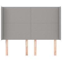 Hoofdbord met randen 147x16x118/128 cm stof lichtgrijs - thumbnail