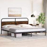 Bedframe zonder matras metaal gerookt eikenkleurig 183x213 cm - thumbnail