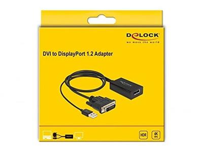 Delock Adapter DVI stekker naar DisplayPort 1.2 bus zwart 4K 50 cm