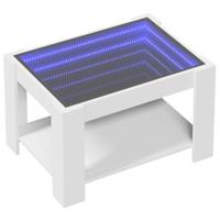Salontafel met LED 73x53x45 cm bewerkt hout wit - thumbnail