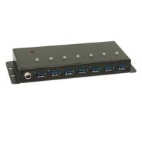 LINDY 7 Port USB 3.0 Metall Hub USB 3.0-hub 7 poorten Zwart - thumbnail