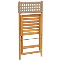 Tuinstoelen 4 st inklapbaar poly rattan en massief hout beige - thumbnail