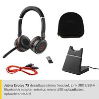 Jabra Evolve 75 UC Wireless Stereo On-Ear Headset – Unified Communications Optimised Headphones With Long-Lasting Battery and Charging Stand – USB Bluetooth Adapter – Black - thumbnail