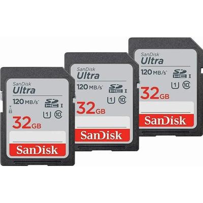 Sandisk SDHC Ultra Geheugenkaart 32GB 120mb/s CL10 3 Pack