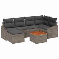 Tuinbankenset met kussen 7 pcs Grijs poly rattan - thumbnail