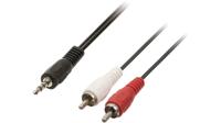 Stereo-Audiokabel | 3,5 mm Male - 2x RCA Male | 3,0 m | Zwart - thumbnail