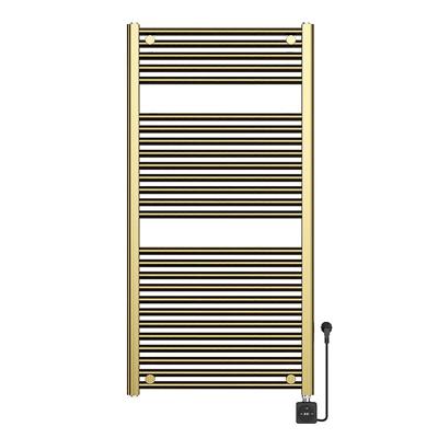 Elektrische Radiator BWS Lara 118.5x60 Cm Smart Wifi Geborsteld Messing PVD Elektrische Radiator BWS Lara 118.5x60 Cm Smart Wifi Geborsteld Messing PVD