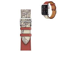 Leren bandje met print - Rood - Geschikt voor Apple Watch 38mm / 40mm / 41mm / 42mm - thumbnail