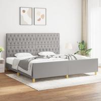 Bedframe met hoofdeinde stof lichtgrijs 200x200 cm - thumbnail