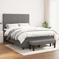 Boxspring met matras stof donkergrijs 140x190 cm - thumbnail