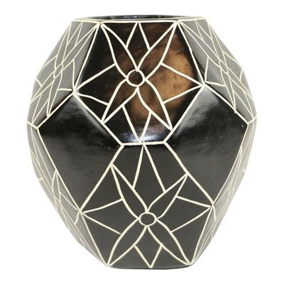 Terracotta Vaas Zwart-Wit Large