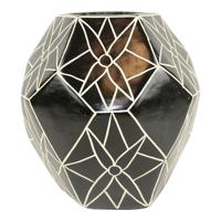 Terracotta Vaas Zwart-Wit Large - thumbnail