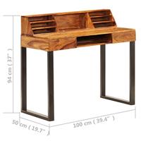 VidaXL Bureau 110x50x94 cm massief acaciahout en staal - thumbnail