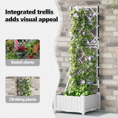 VidaXL Tuin bloempot wit 40 x 40 x 125,5 cm staal