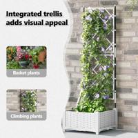 VidaXL Tuin bloempot wit 40 x 40 x 125,5 cm staal - thumbnail