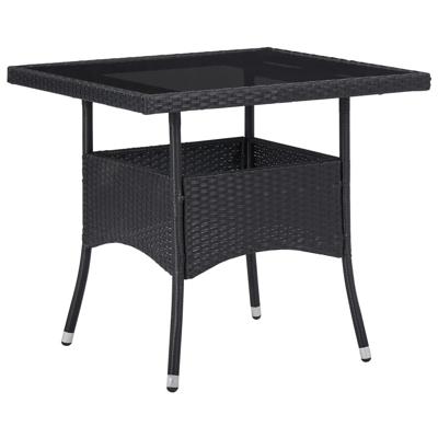 Tuintafel poly rattan en glas zwart Tuintafel poly rattan en glas zwart