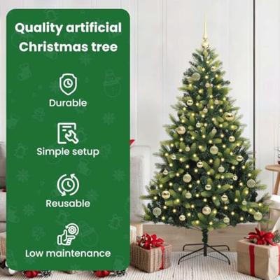 VidaXL Kunstkerstboom met scharnier 150 leds groen 150 cm pvc en pe