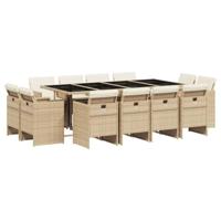 13-delige Tuinset met kussens poly rattan beige - thumbnail
