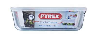 PYREX - 243P000 / 7046 - Rechthoekige schaal met deksel - 25cm * 19 cm - Pyrex Cook & Freeze