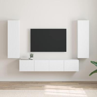 TV Wandkast 2 pcs Wit 30 x 31 x 100 cm Bewerkt hout