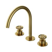 Wastafelmengkraan Hotbath Cobber @Work 3 Gats Geborsteld Messing PVD - thumbnail