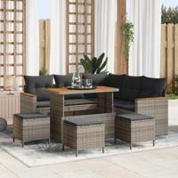 Tuinbankenset 9 pcs Grijs poly rattan - thumbnail