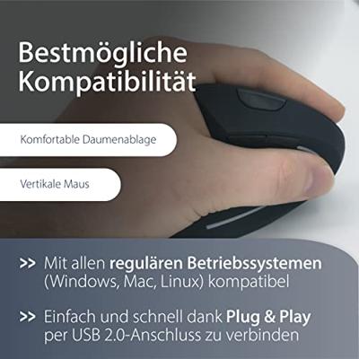 MediaRange Wireless Vertical Linkshänder, zwart muis