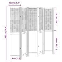 Kamerscherm met 5 panelen massief paulowniahout wit - thumbnail