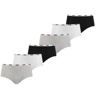 Puma Mini Short Dames Zwart/Wit/Grijs 6-Pack -L