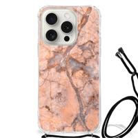 iPhone 15 Pro Anti-Shock Hoesje Marmer Oranje - thumbnail