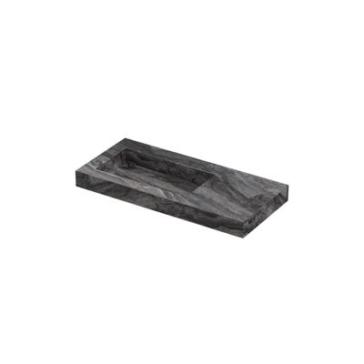 INK Pitch Wastafel keramische slab links met drain en front en side skirts zonder kraangat 100x45x9 Venice brown glossy