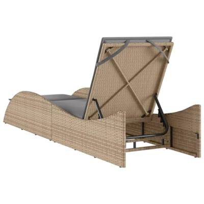Ligbed met kussen 60x205x73 cm poly rattan beige - thumbnail