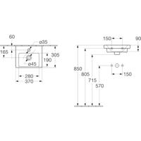 Villeroy & Boch Subway 3.0 fontein 37x305cm - 1 kraangat met overloop wit 43703701 - thumbnail