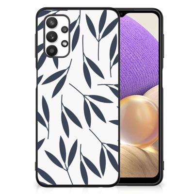 Samsung Galaxy A32 5G Bloemen Hoesje Leaves Blue
