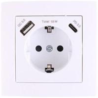 Enzo Benson inbouw stopcontact ra + usb + usb-c wit - 4650012 - thumbnail